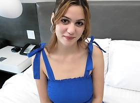 She is 18 with big upfront tits making her first porn