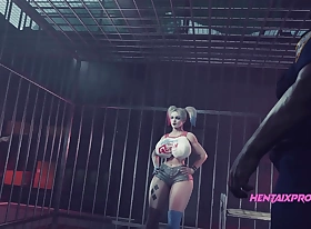 Harley Quinn's pussy stretched off out of one's mind double penetration. Joker form toll be happy - 3D Animation