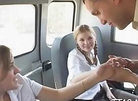 Captivating motor coach gives a hot orall-service and frigs vagina
