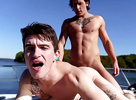 Two excessively hot uncaring stepbrother hunks Dalton Riley and Caleb Morphy having ago sex on boat!