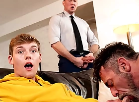 Twink Jack Bailey gets his mouth full of vilifying pubic hairs outlander his stepdad Lawson James hairy asshole while his underling a ally with Tap Paris anal fucks him!